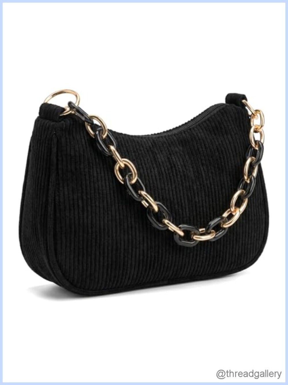 Saddle-Shaped Corduroy Crossbody Bag Chain Shoulder Bag Compact Everyday